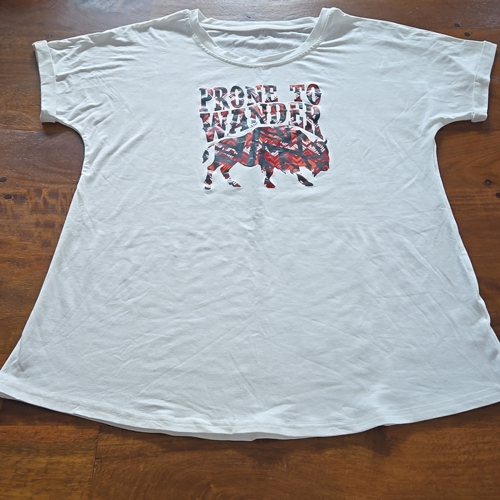 NWOT Prone To Wander White Graphic Short Sleeve T-Shirt Size XL